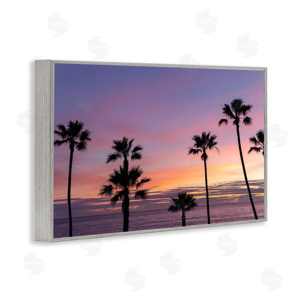 Jeff Poe Photography Sunsets & Scattered Palm Trees Gray Framed Giclee Wall Art Print