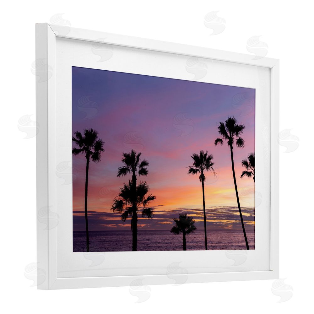 Jeff Poe Photography Sunsets & Scattered Palm Trees White Framed Print Under Glass with Mat Wall Art