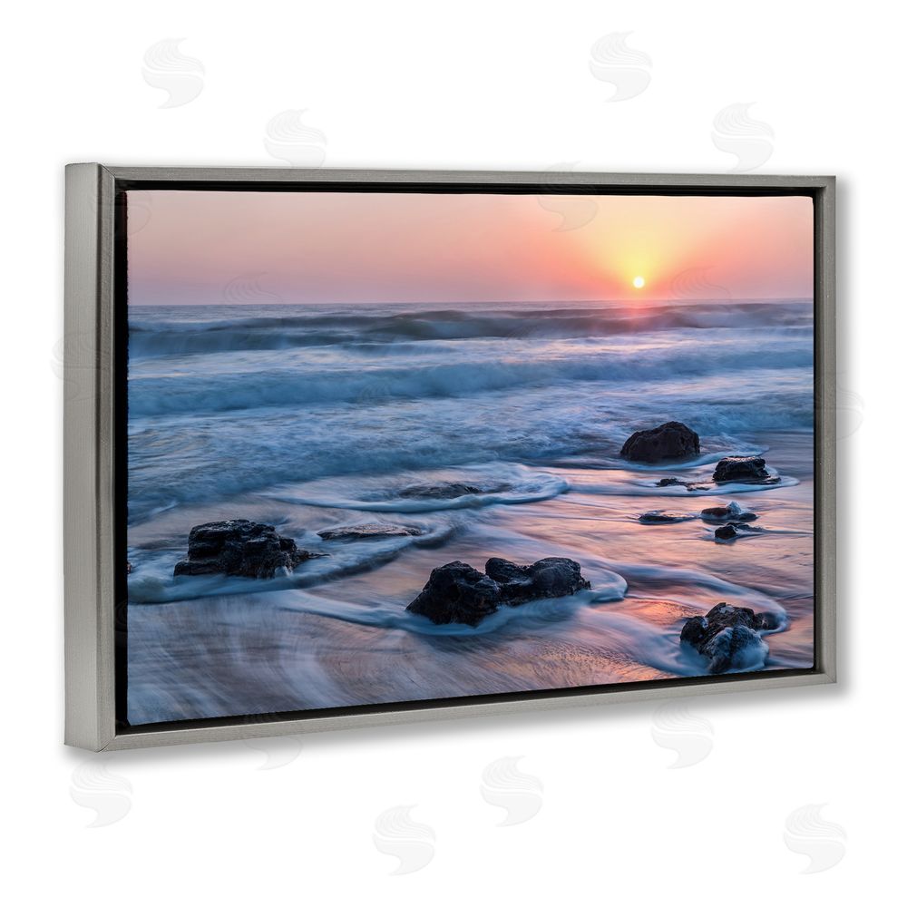 Jon Evan Life Always Changes Seascape Gray Floating Frame Canvas Wall Art Print