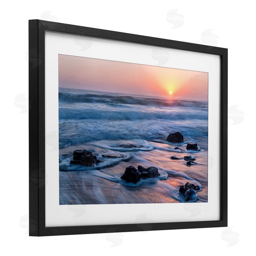 Jon Evan Life Always Changes Seascape Black Framed Print Under Glass with White Mat Wall Art