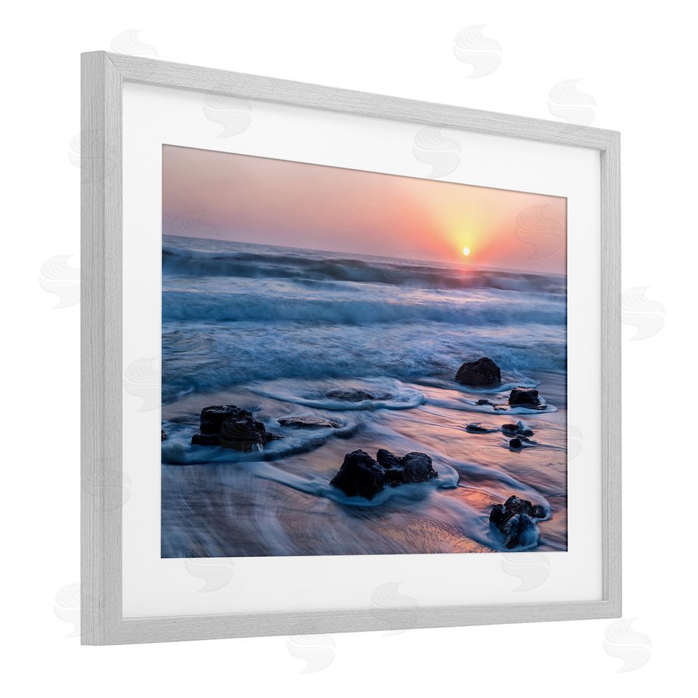 Jon Evan Life Always Changes Seascape Gray Framed Print Under Glass with White Mat Wall Art