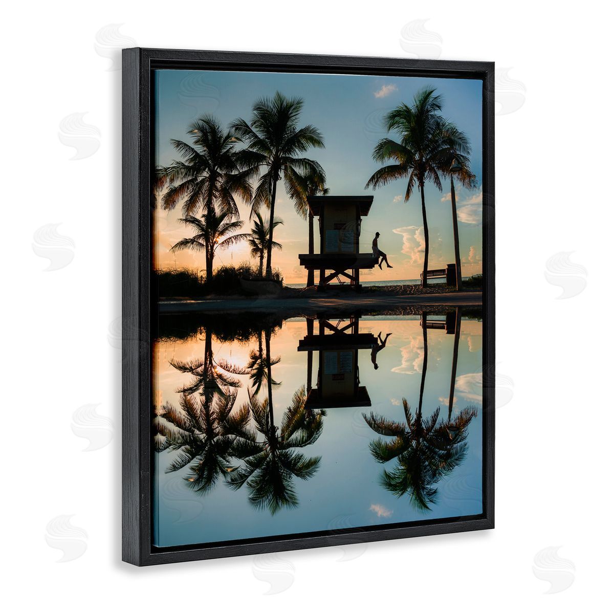 Jared Kreiss Palm Tree Reflection Black Floating Frame Canvas Wall Art Print