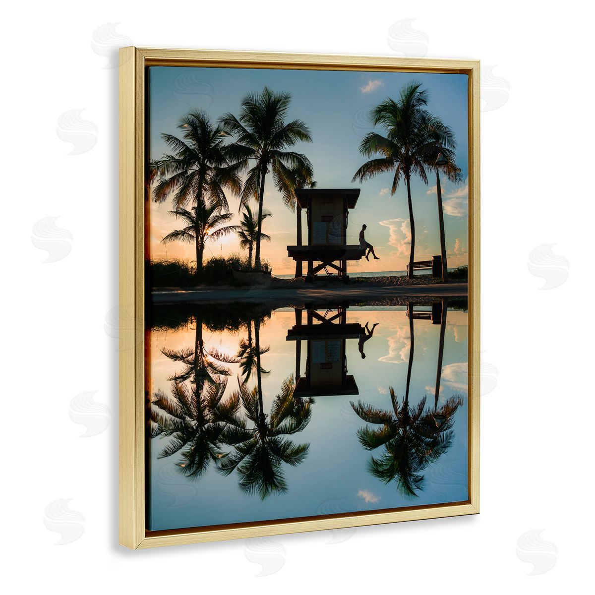 Jared Kreiss Palm Tree Reflection Gold Floating Frame Canvas Wall Art Print