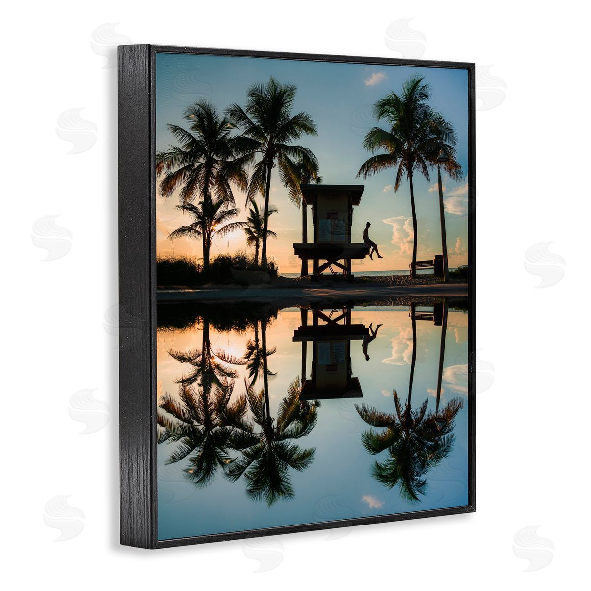 Jared Kreiss Palm Tree Reflection Black Framed Giclee Wall Art Print