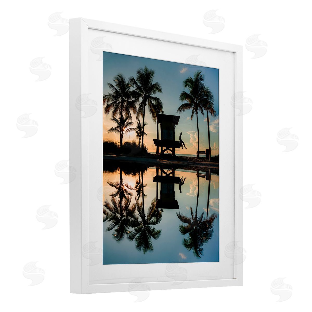 Jared Kreiss Palm Tree Reflection White Framed Print Under Glass with Mat Wall Art