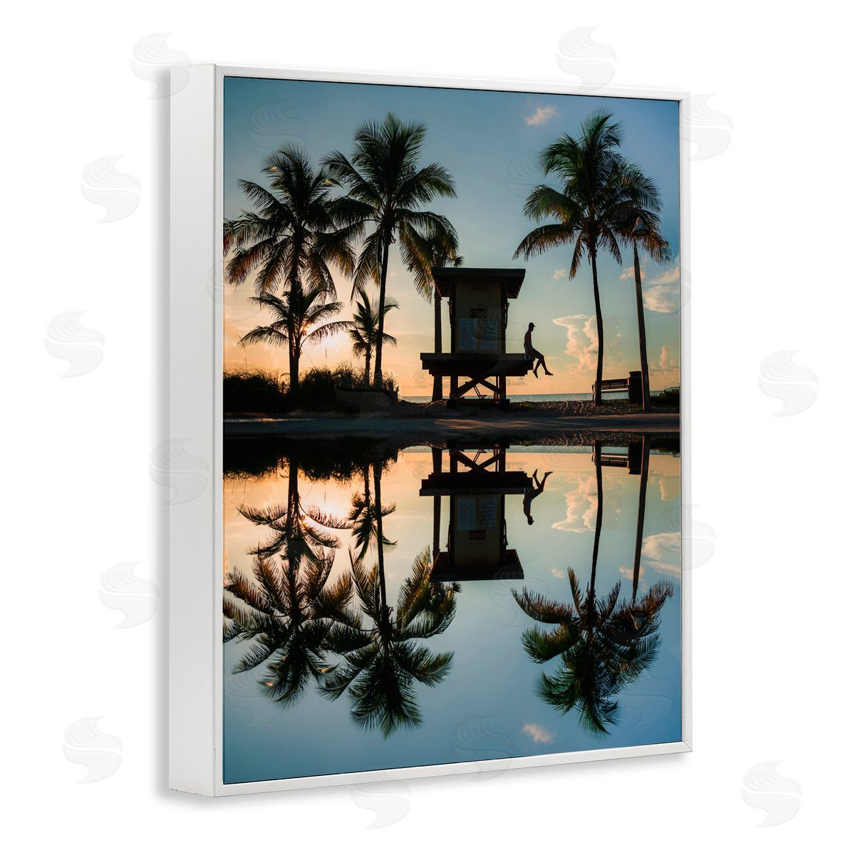 Jared Kreiss Palm Tree Reflection White Framed Giclee Wall Art Print