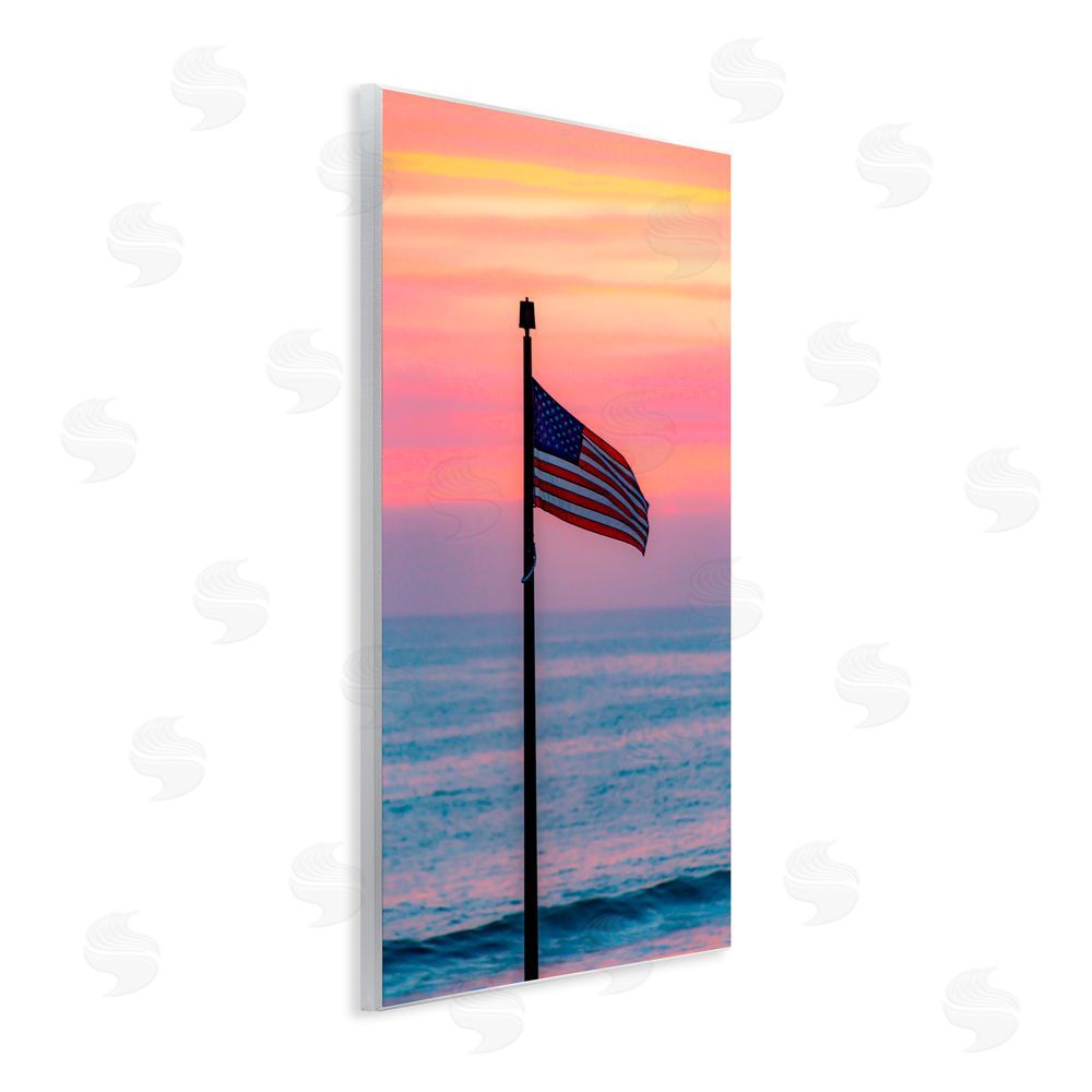 Jeff Poe Photography USA Flag Against Sunset Wall Plaque Art Print