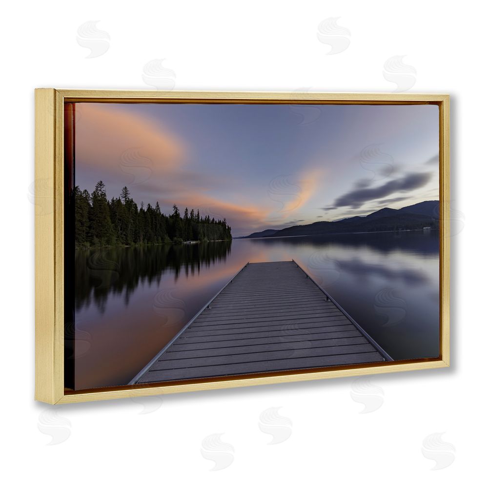 Jeff Poe Photography Priest Lake Stacked Pink Gold Floating Frame Canvas Wall Art Print
