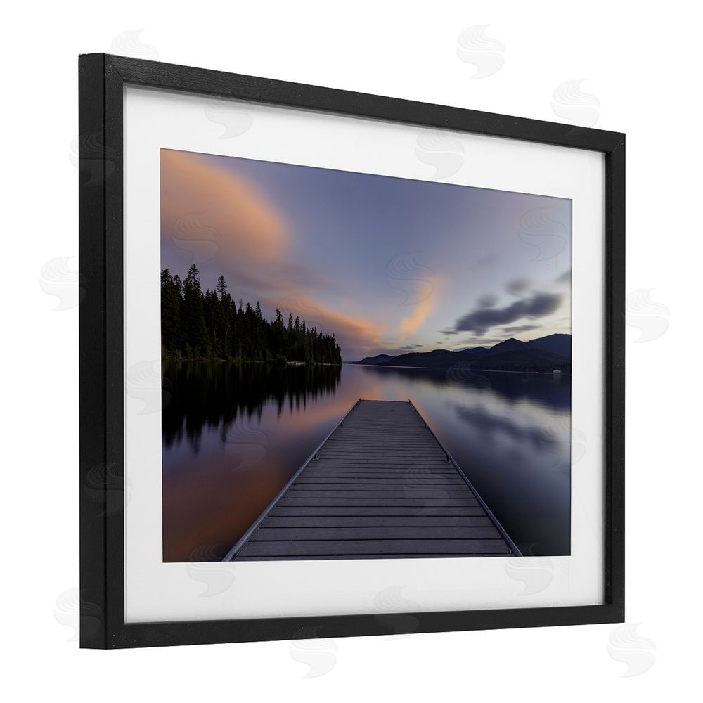 Jeff Poe Photography Priest Lake Stacked Pink Black Framed Print Under Glass with White Mat Wall Art