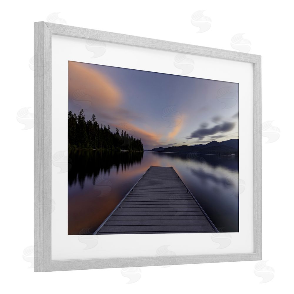 Jeff Poe Photography Priest Lake Stacked Pink Gray Framed Print Under Glass with White Mat Wall Art