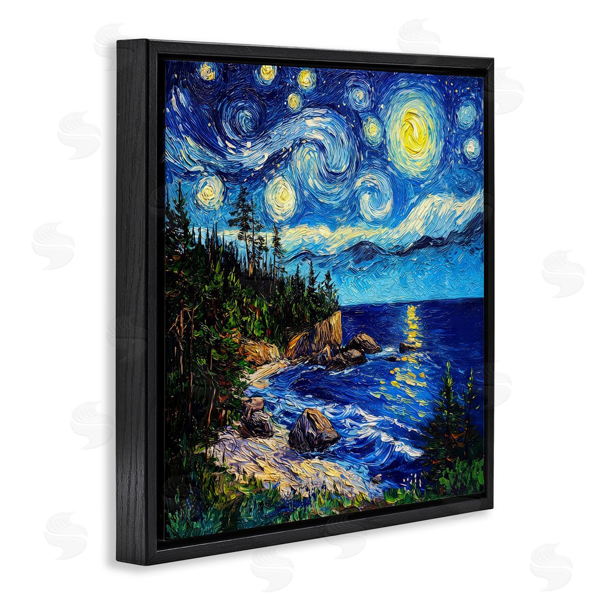Wumples Acadia National Park Post Impressionist Black Floating Frame Canvas Wall Art Print