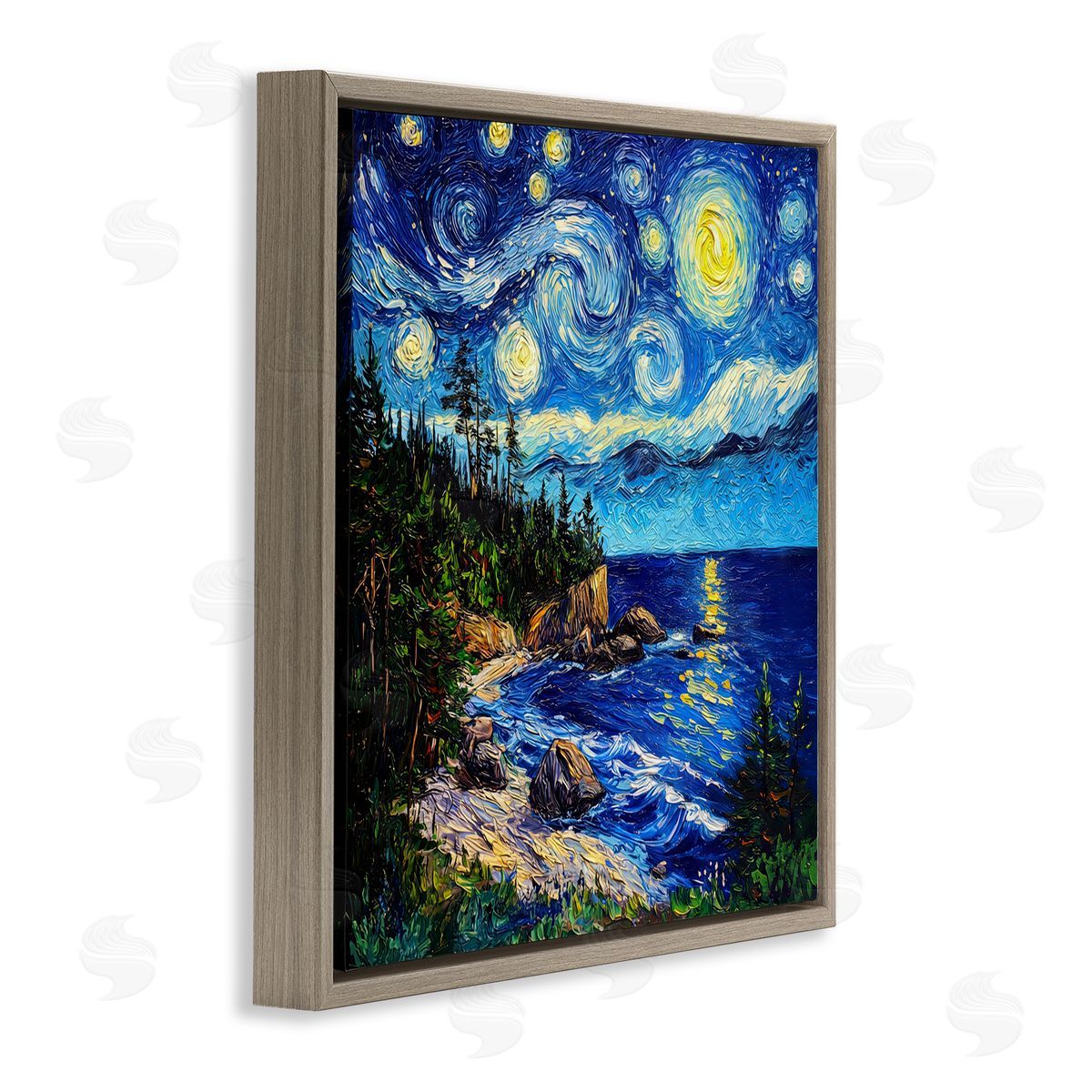Wumples Acadia National Park Post Impressionist Brown Floating Frame Canvas Wall Art Print