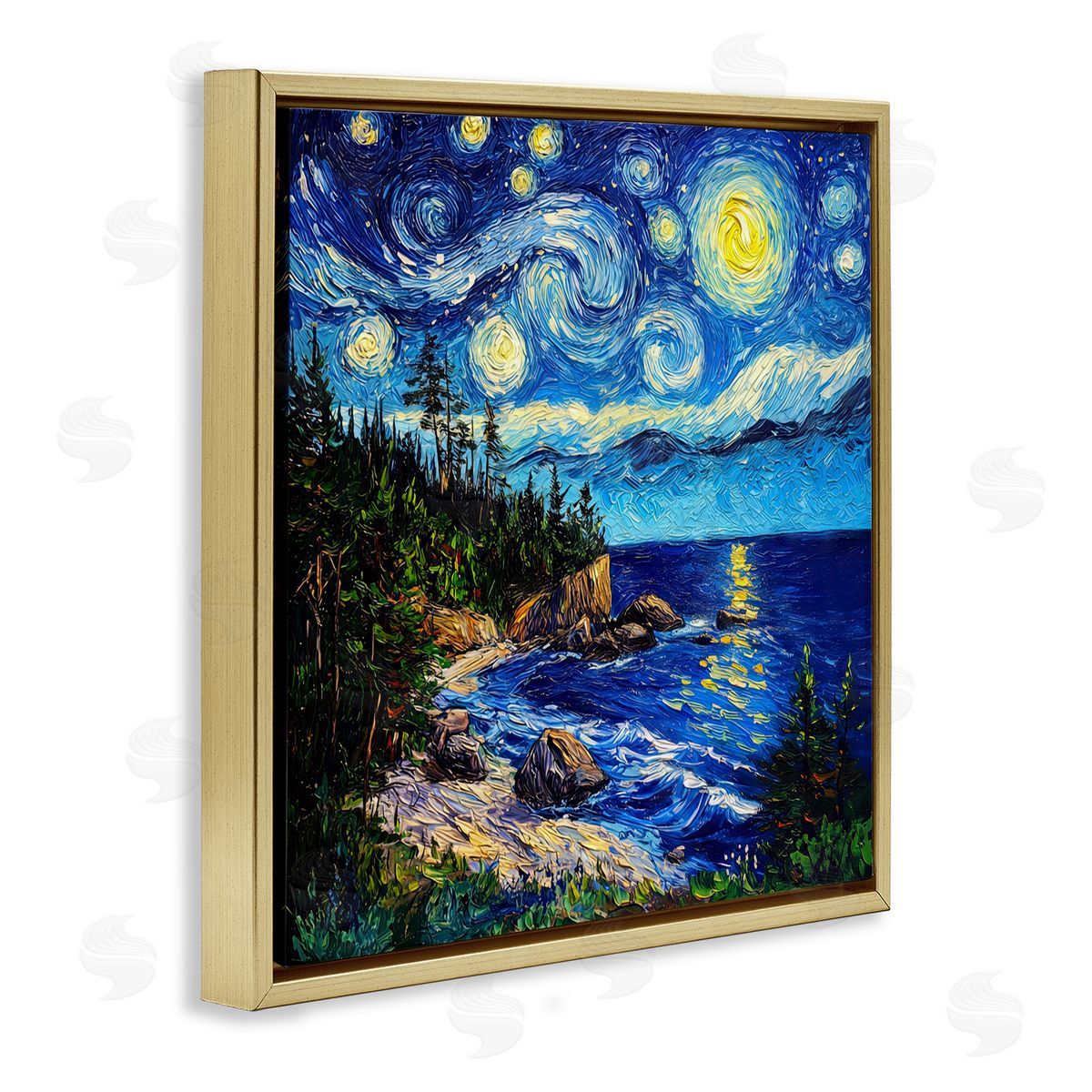 Wumples Acadia National Park Post Impressionist Gold Floating Frame Canvas Wall Art Print