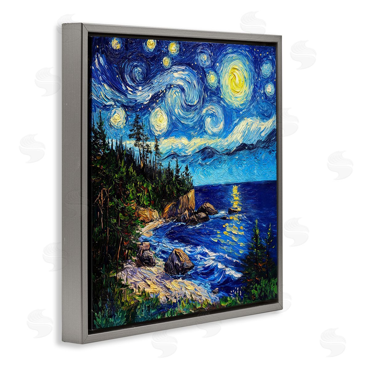 Wumples Acadia National Park Post Impressionist Gray Floating Frame Canvas Wall Art Print