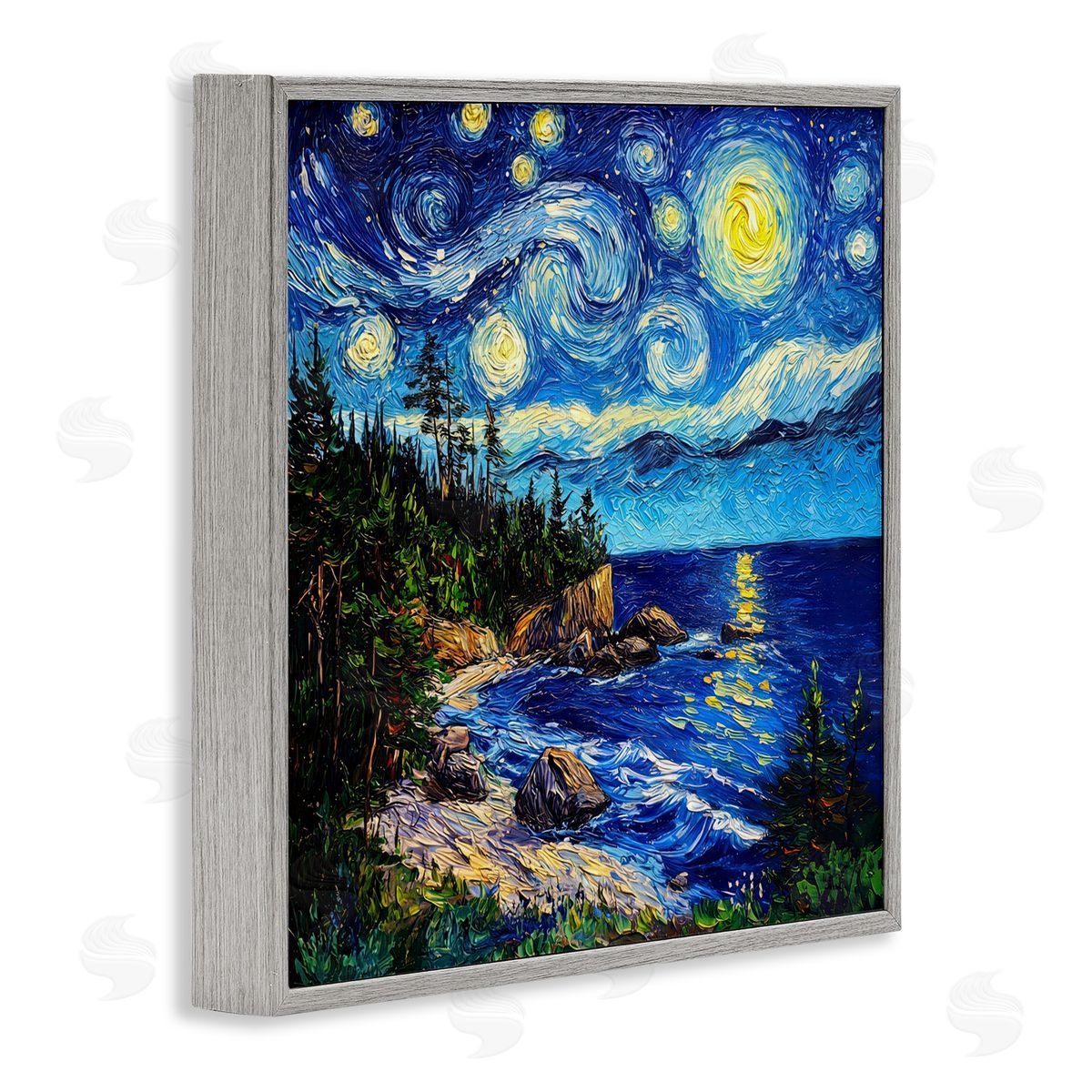 Wumples Acadia National Park Post Impressionist Gray Framed Giclee Wall Art Print