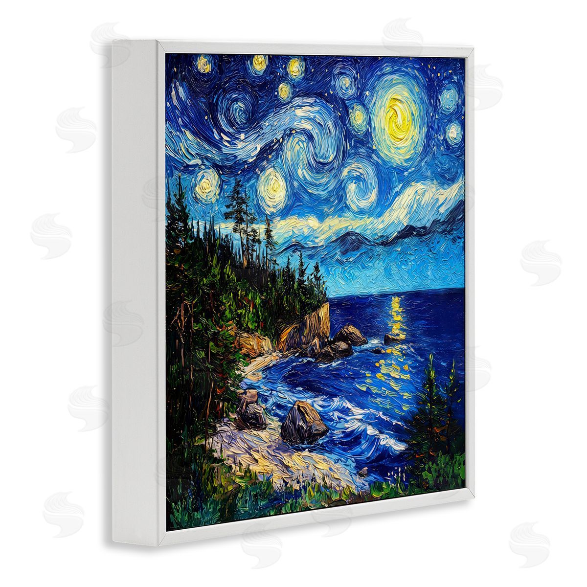 Wumples Acadia National Park Post Impressionist White Framed Giclee Wall Art Print