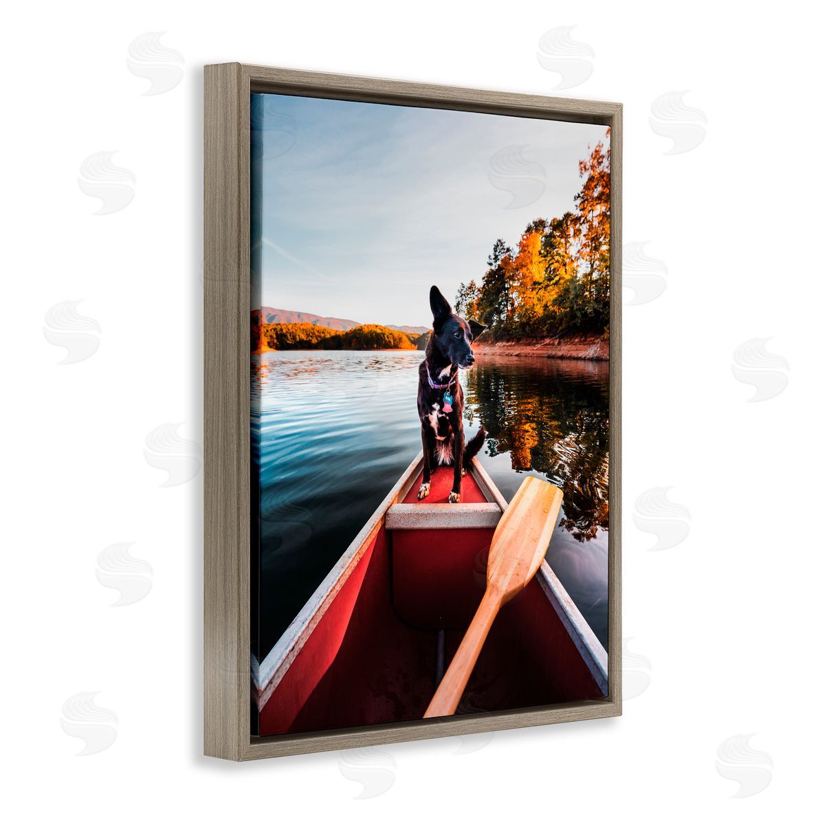 Jared Kreiss Pup And Paddles Brown Floating Frame Canvas Wall Art Print