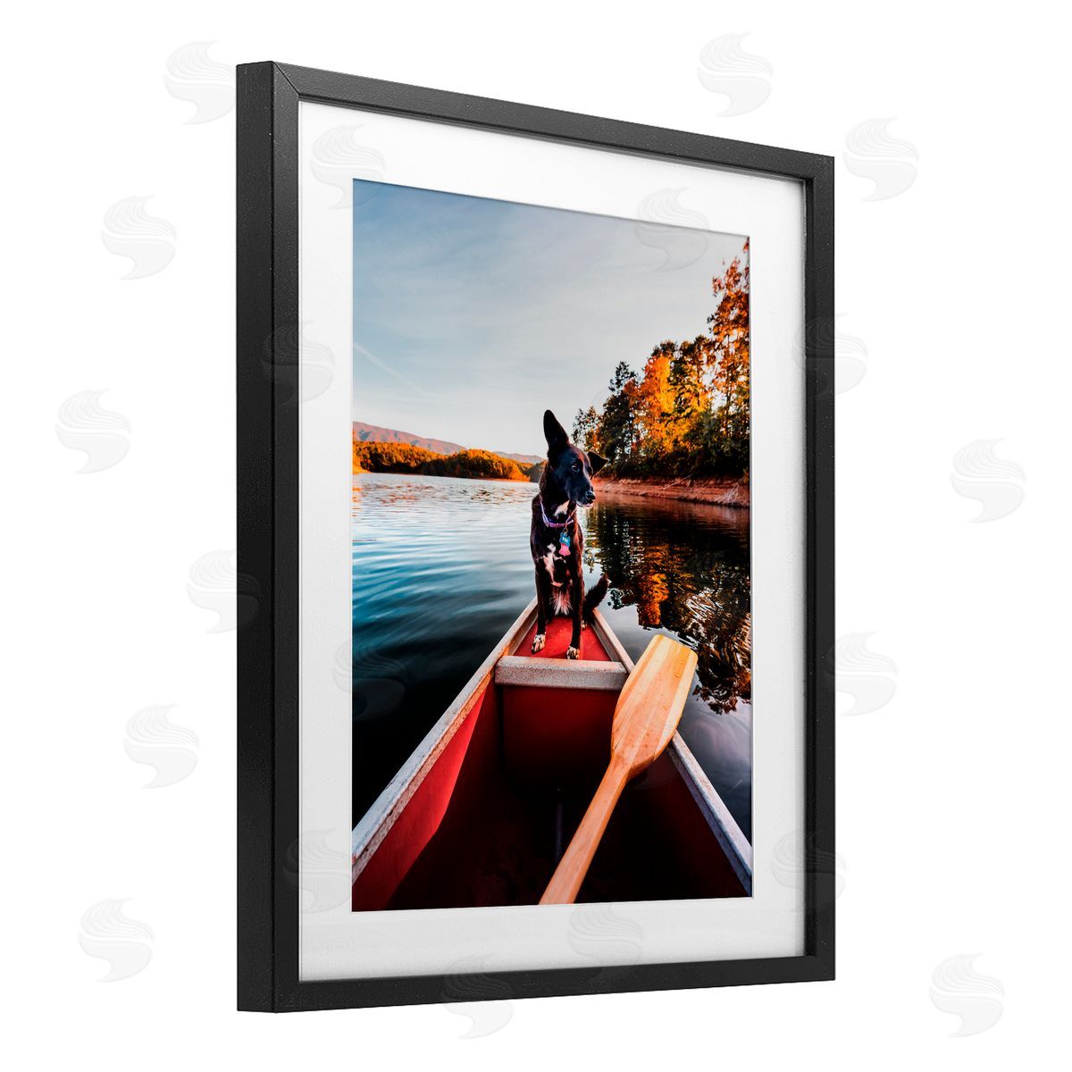 Jared Kreiss Pup And Paddles Black Framed Print Under Glass with White Mat Wall Art