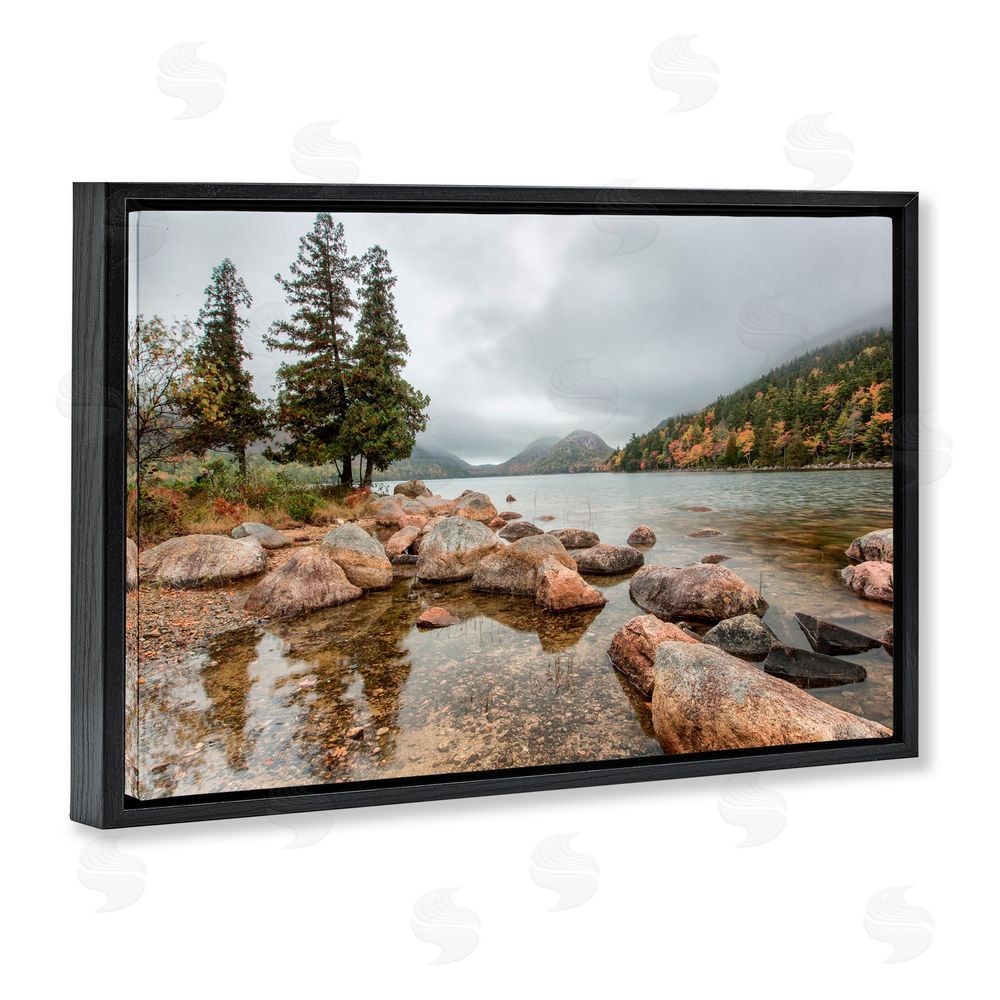 Jon Evan Pond In The Mountains Black Floating Frame Canvas Wall Art Print