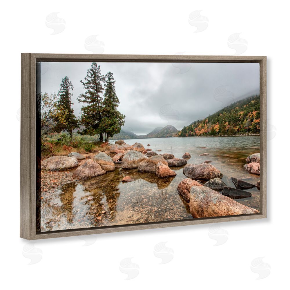 Jon Evan Pond In The Mountains Brown Floating Frame Canvas Wall Art Print