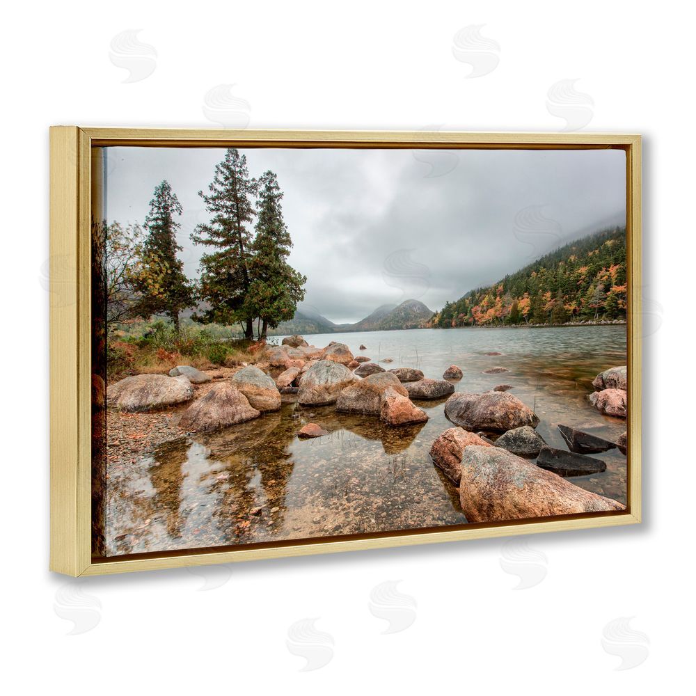 Jon Evan Pond In The Mountains Gold Floating Frame Canvas Wall Art Print