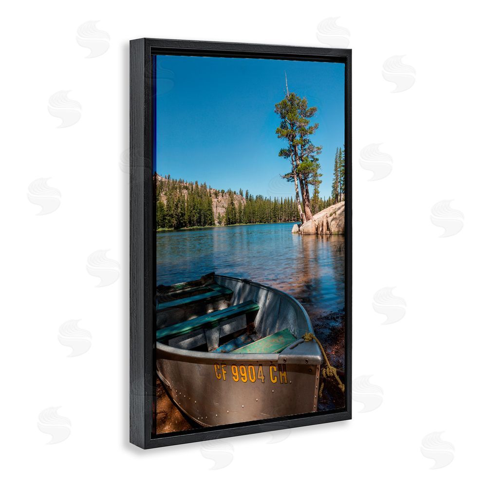 Jon Evan Bring It Back Docked Boat Black Floating Frame Canvas Wall Art Print