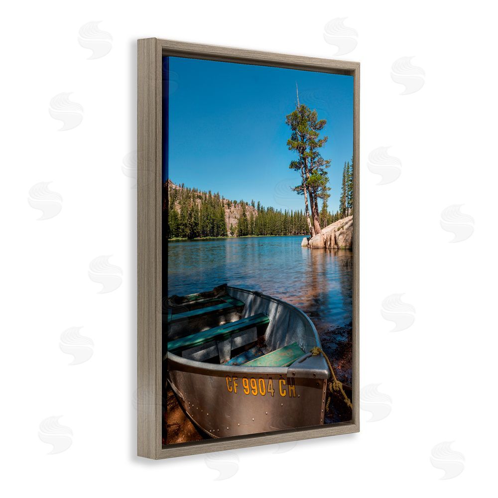Jon Evan Bring It Back Docked Boat Brown Floating Frame Canvas Wall Art Print