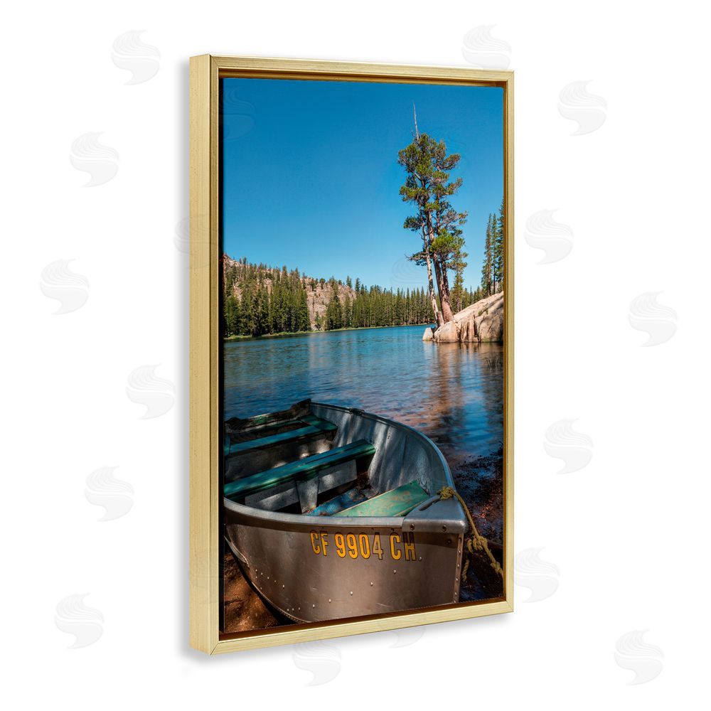 Jon Evan Bring It Back Docked Boat Gold Floating Frame Canvas Wall Art Print