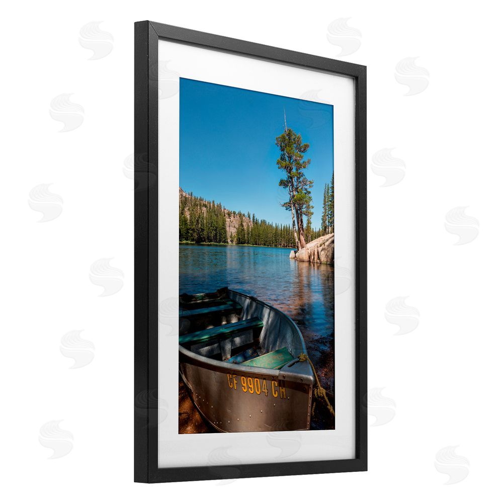 Jon Evan Bring It Back Docked Boat Black Framed Print Under Glass with White Mat Wall Art