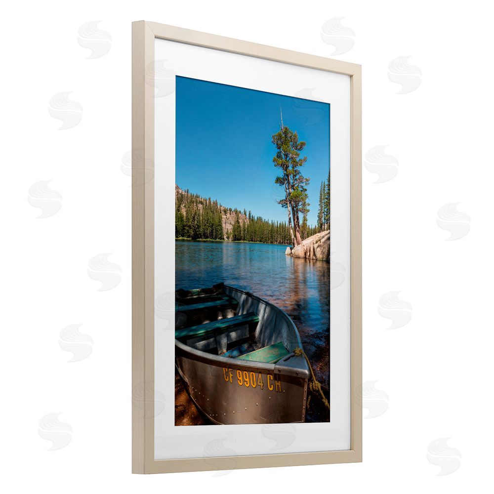 Jon Evan Bring It Back Docked Boat Birch Framed Print Under Glass with White Mat Wall Art
