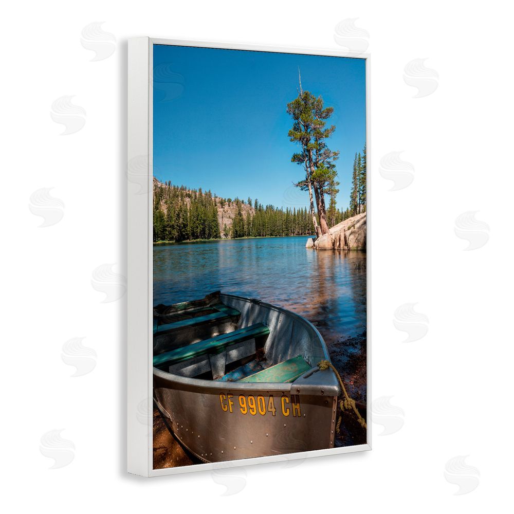 Jon Evan Bring It Back Docked Boat White Framed Giclee Wall Art Print
