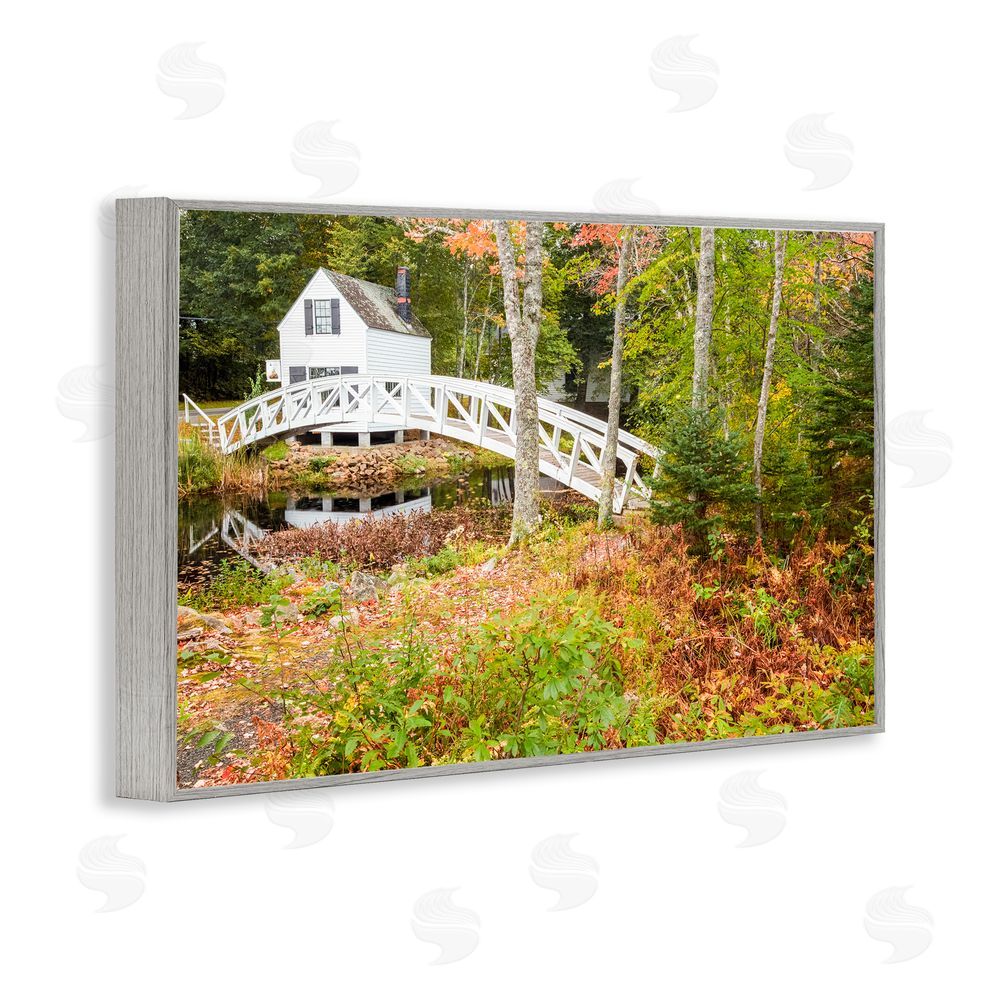 Jon Evan Bar Harbor Town Bridge Gray Framed Giclee Wall Art Print