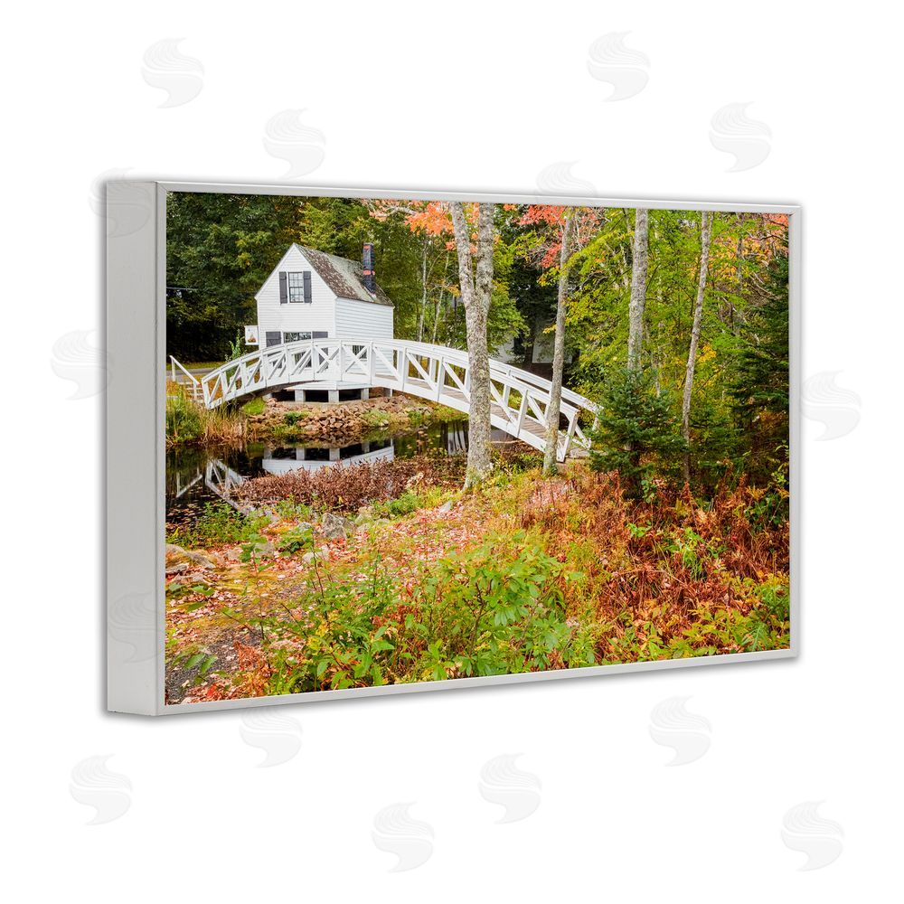 Jon Evan Bar Harbor Town Bridge White Framed Giclee Wall Art Print