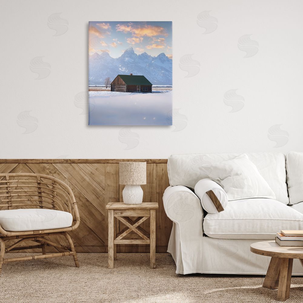 Jared Kreiss Cabin In The Snowy Tetons Canvas Art on Wall