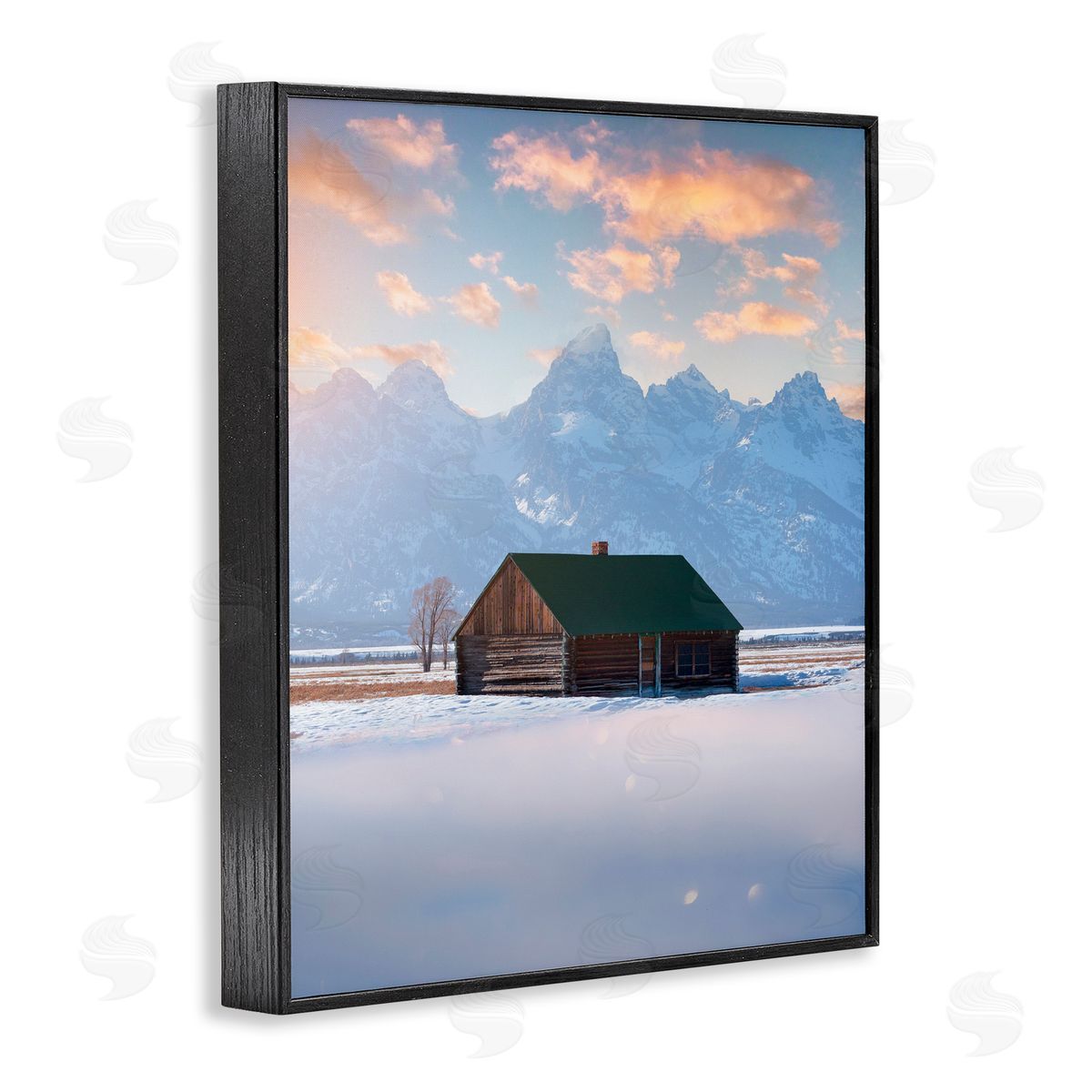 Jared Kreiss Cabin In The Snowy Tetons Black Framed Giclee Wall Art Print