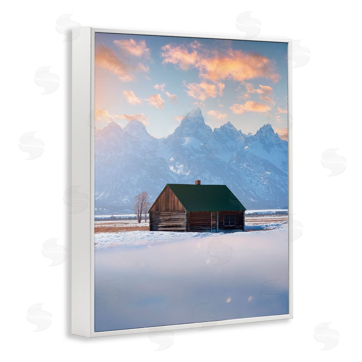Jared Kreiss Cabin In The Snowy Tetons White Framed Giclee Wall Art Print