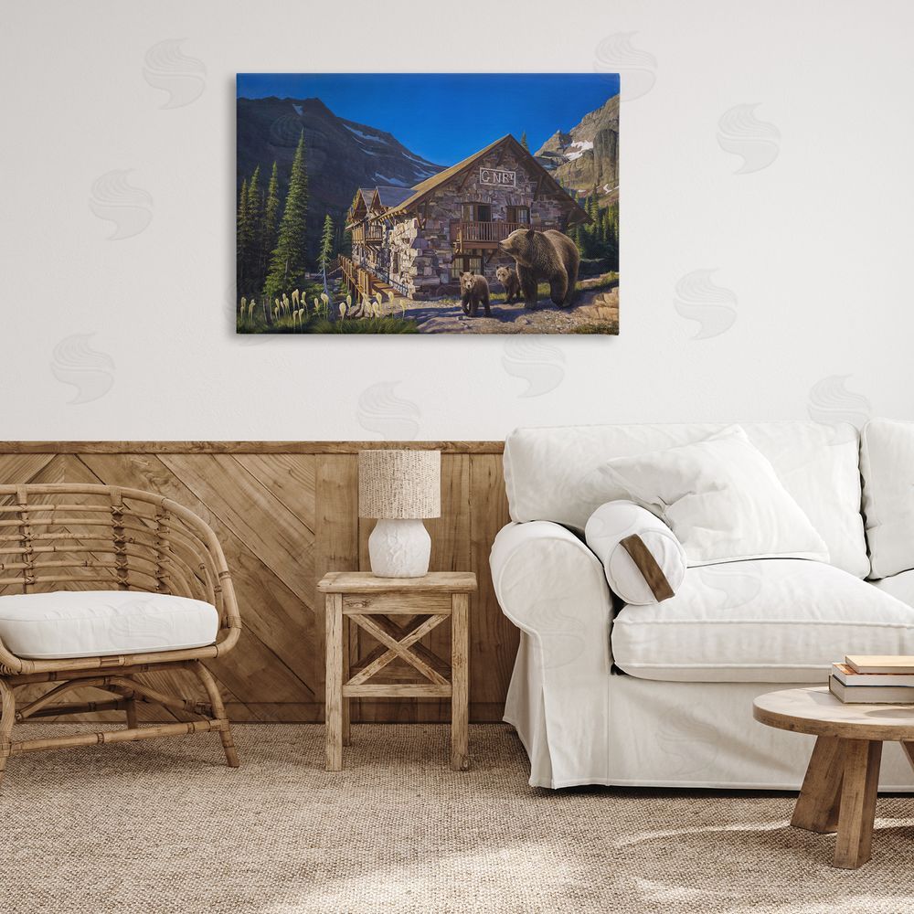 James Corwin Forest Cabin & Bears Canvas Art on Wall