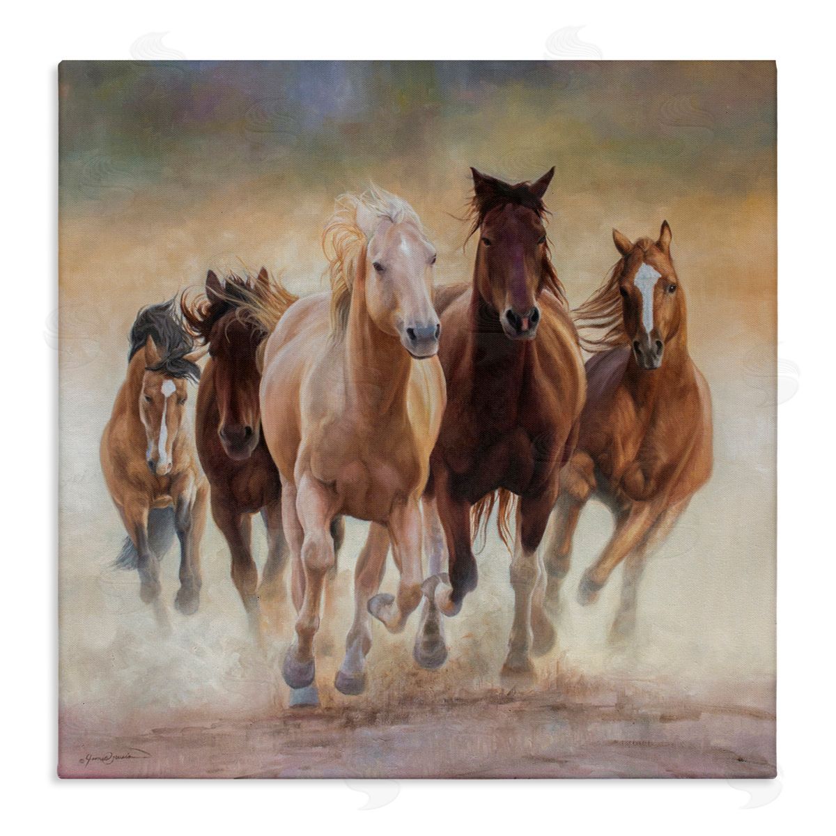 James Corwin Strong Galloping Horses Canvas Wall Art Print