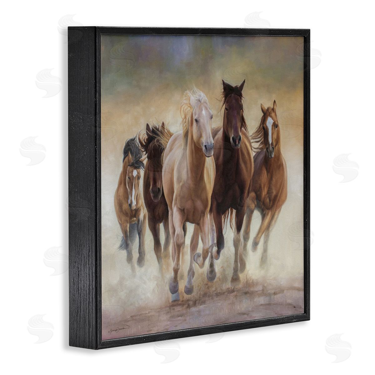 James Corwin Strong Galloping Horses Black Framed Giclee Wall Art Print