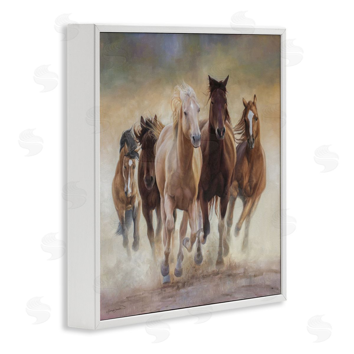 James Corwin Strong Galloping Horses White Framed Giclee Wall Art Print