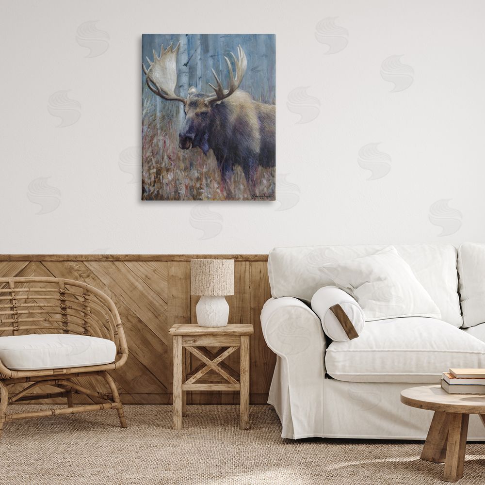 James Corwin Expressive Moose in Forest Canvas Art on Wall
