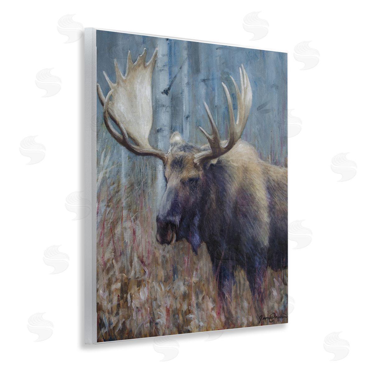 James Corwin Expressive Moose in Forest Wall Plaque Art Print