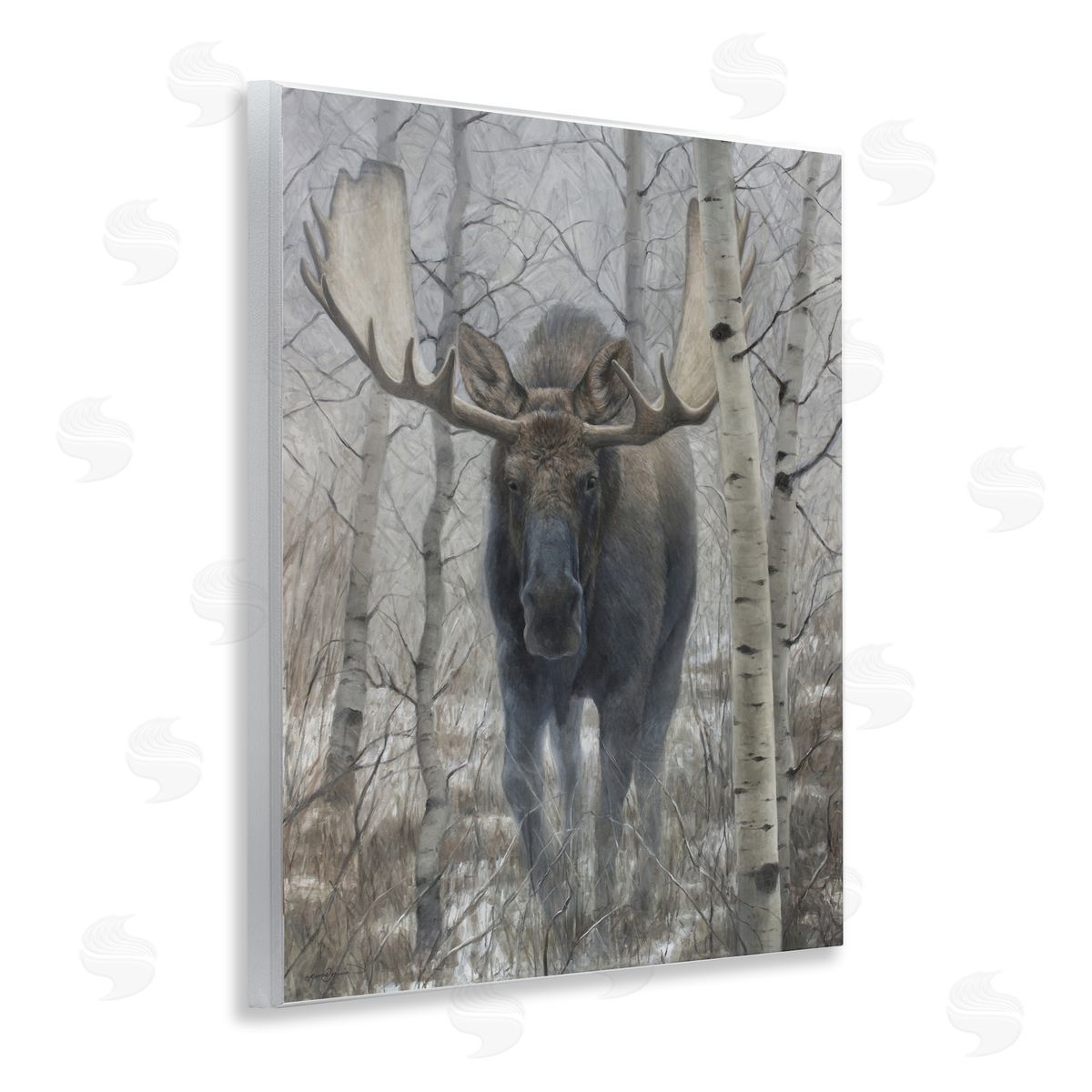 James Corwin Moose in Winter Birch Forest Wall Plaque Art Print