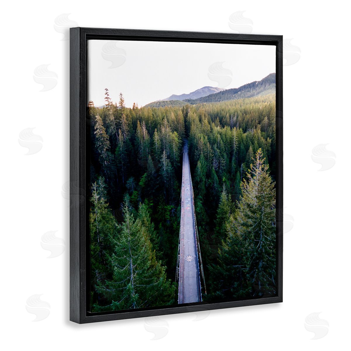Jared Kreiss Bridge Between Pines Black Floating Frame Canvas Wall Art Print