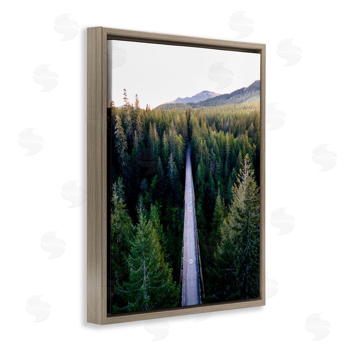 Jared Kreiss Bridge Between Pines Brown Floating Frame Canvas Wall Art Print