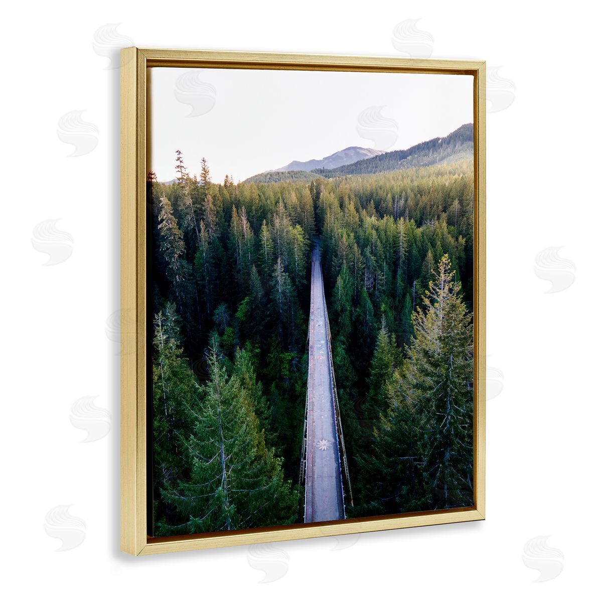 Jared Kreiss Bridge Between Pines Gold Floating Frame Canvas Wall Art Print