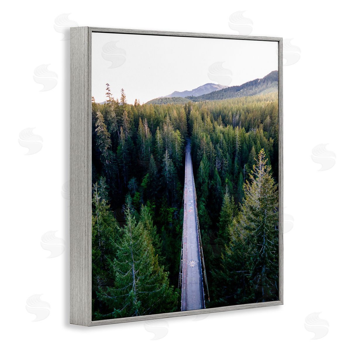 Jared Kreiss Bridge Between Pines Gray Framed Giclee Wall Art Print