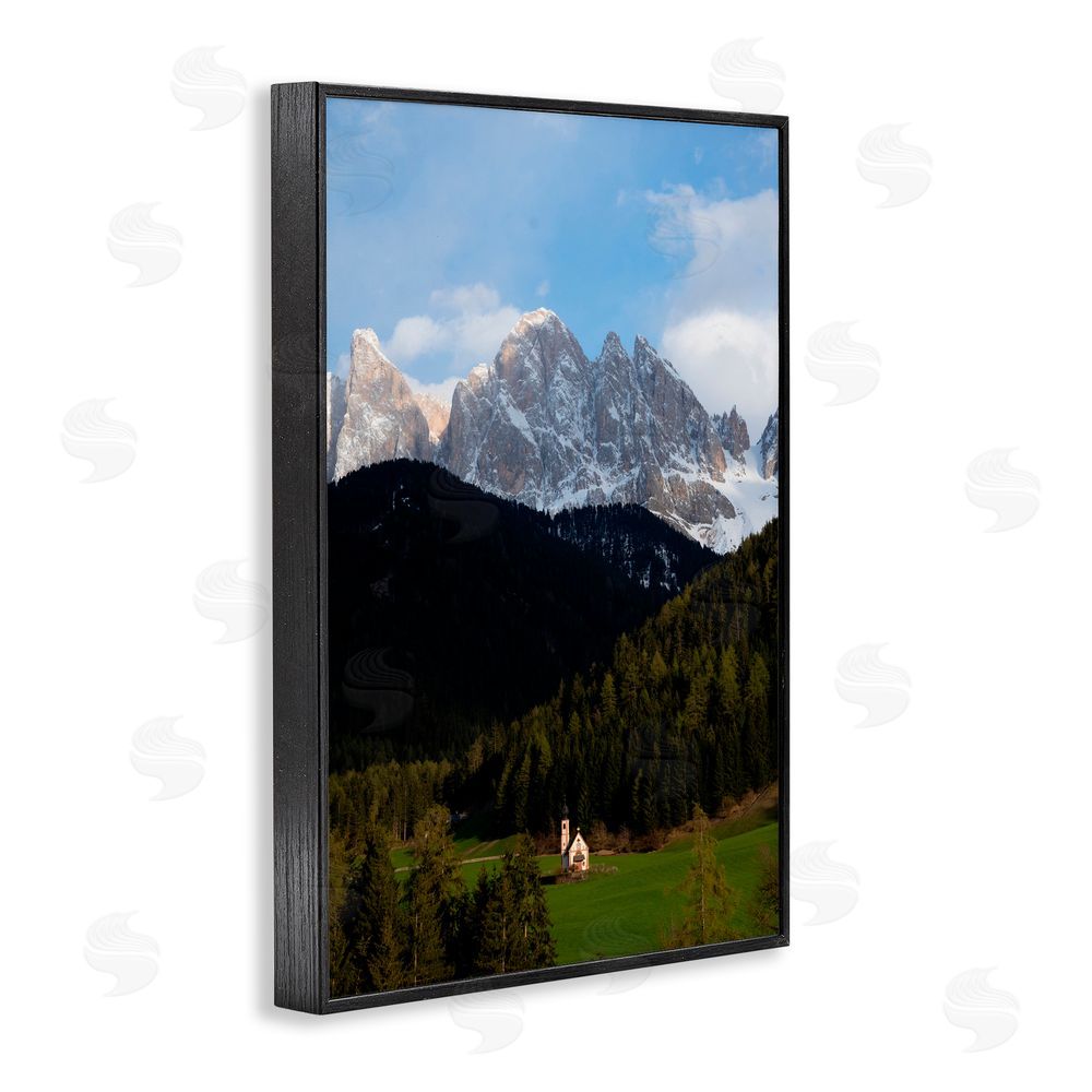 Jared Kreiss Lone Chapel in Dolomites Black Framed Giclee Wall Art Print
