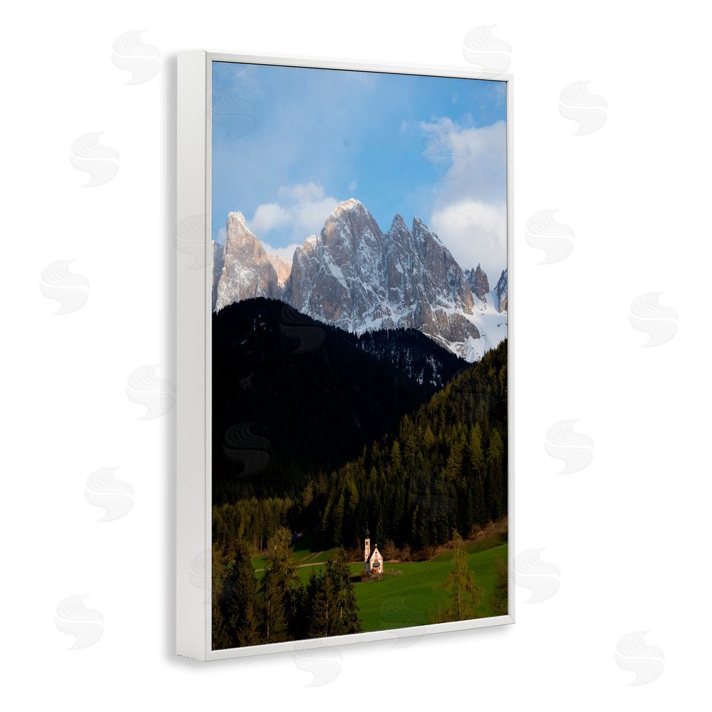 Jared Kreiss Lone Chapel in Dolomites White Framed Giclee Wall Art Print