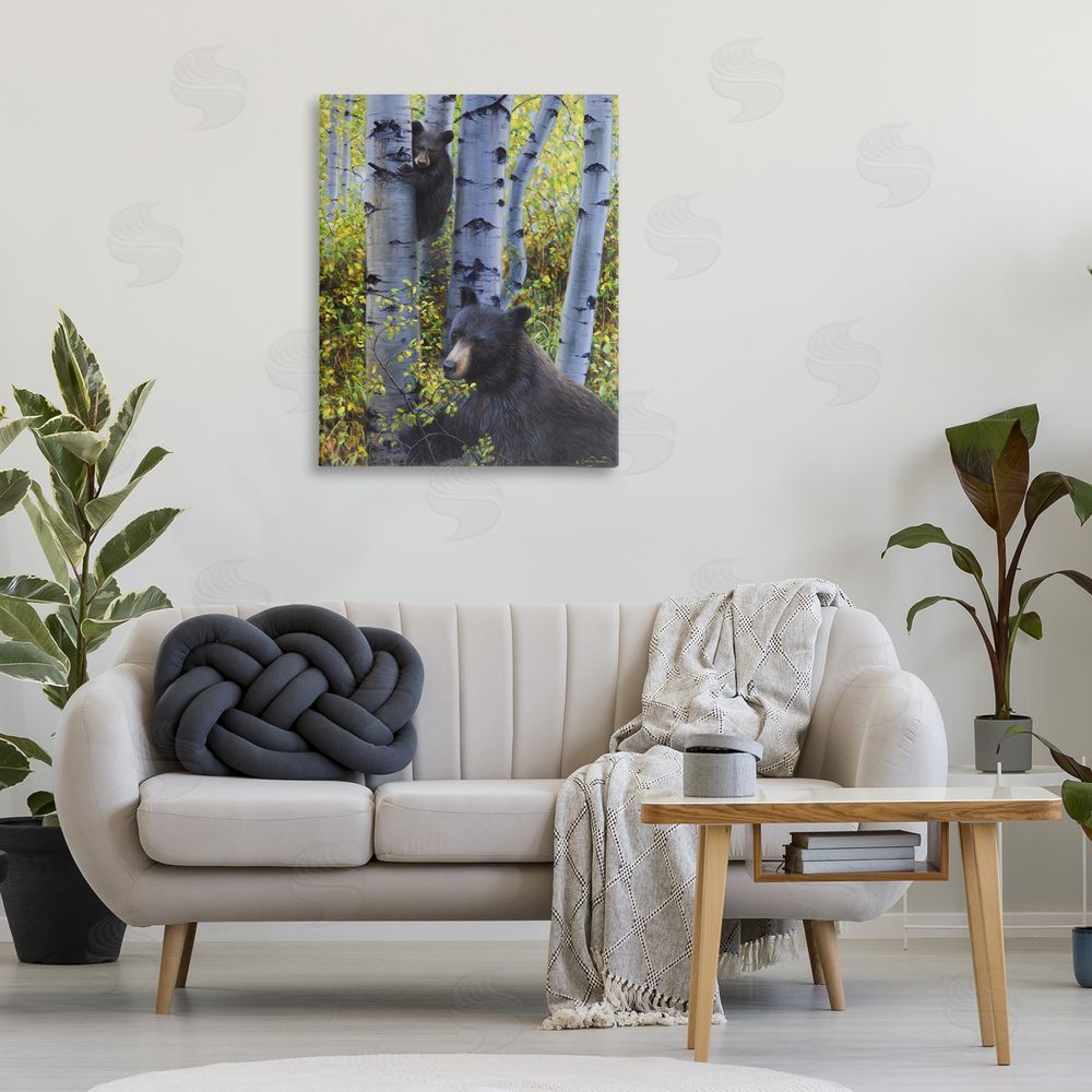 James Corwin Two Bears in Fall Wilderness Canvas Art on Wall